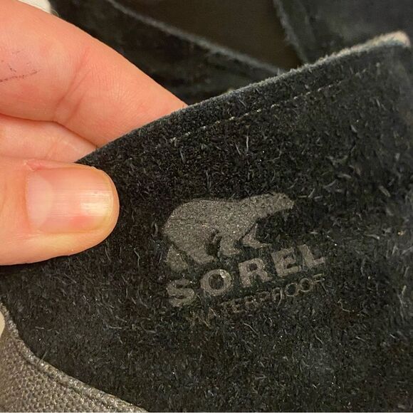 Sorel black suede leather Cozy Short ankle booties flat snow pull on round toe 9 - Picture 6 of 12